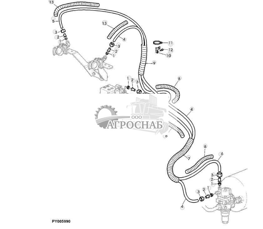 ТОРМОЗНЫЕ МАГИСТРАЛИ ПНЕВМОТОРМОЗА ПРИЦЕПА (2-ЛИНЕЙНАЯ СИСТЕМА) 